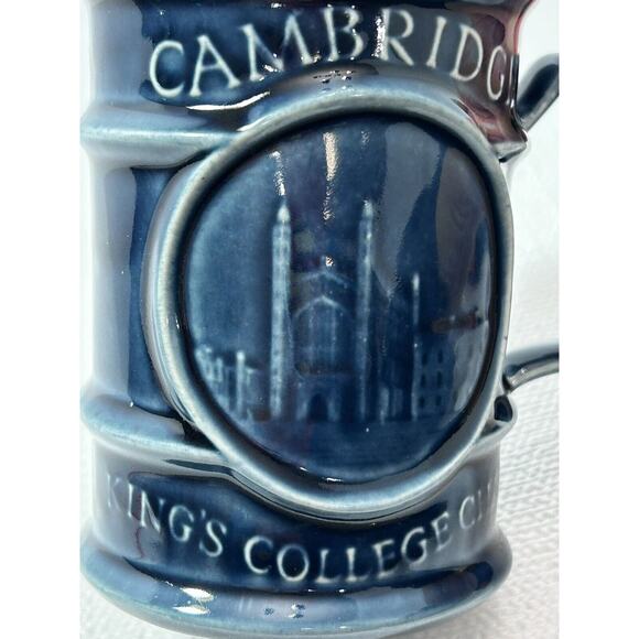 Holkham Pottery Mug Tankard Blue Kings College Chapel Bridge of Sighs Cambridge - Picture 7 of 12